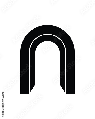 Black Double Archway Logo, Minimalist Rounded Portal Design on White Background