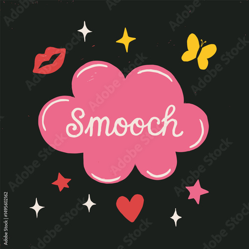 Smooch, kiss, love Cute and romantic illustration for greeting cards