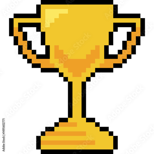 Pixel Gold Trophy. 8-bit retro Trophy icon. Winner's trophy award Pixel art style