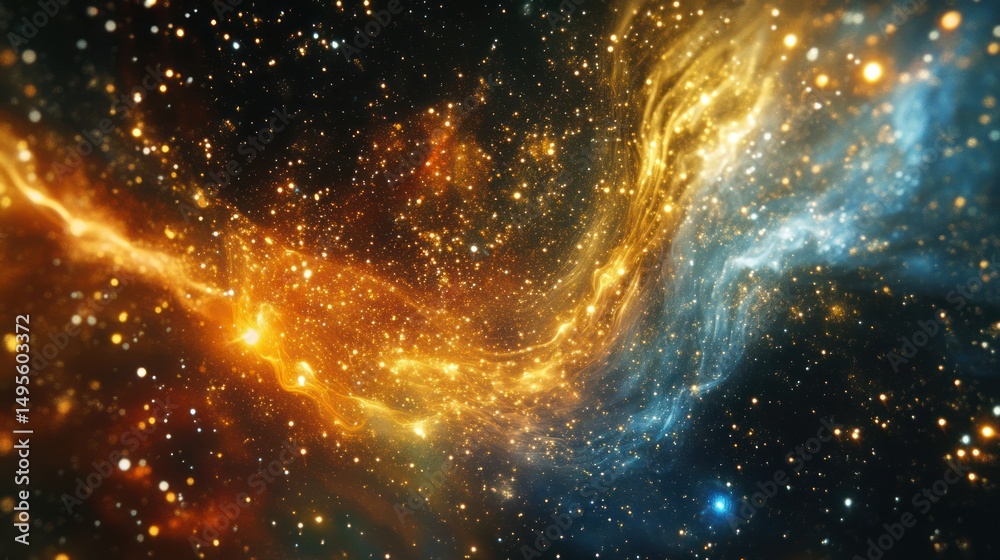 Naklejka premium Cosmic Aurora: Interstellar Clouds of Gas and Dust in the Celestial Void