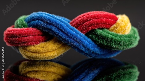 Intricate Knot of Colorful Velvet Cords