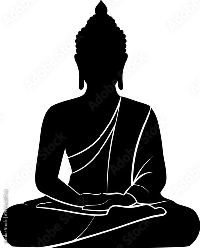 Serene Buddha Silhouette Meditation, Mindfulness, Peace, Enlightenment, Spiritual Art