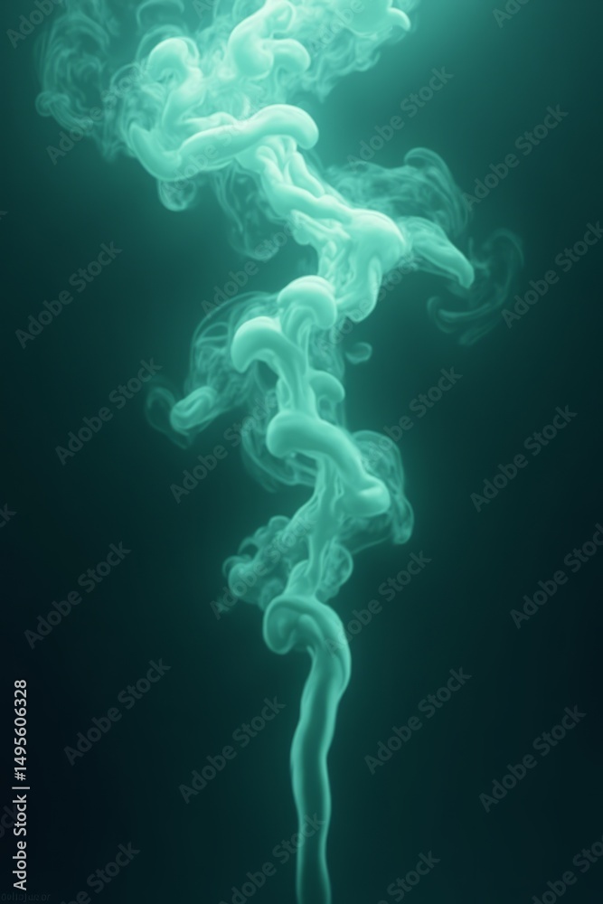 Fototapeta premium Abstract Teal Smoke Plume Ethereal And Fluid Style Representing Mystery Or Vapor Background