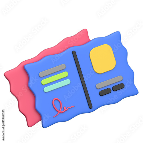 Postcard 01  3D icon on transparent