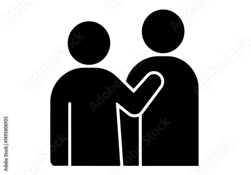Comforting Hand on Back Silhouette, Silent Support & Empathy Vector