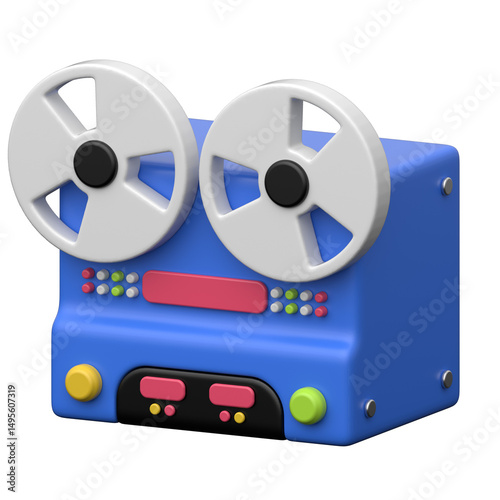 Reel tape recorder  02  3D icon on transparent