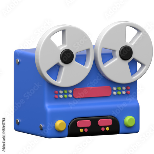 Reel tape recorder 01  3D icon on transparent