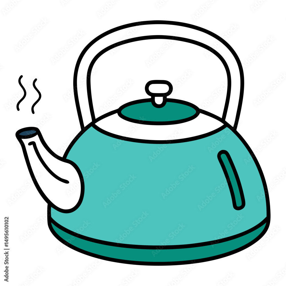 Obraz premium Boiling kettle hand drawn vector in clean line style