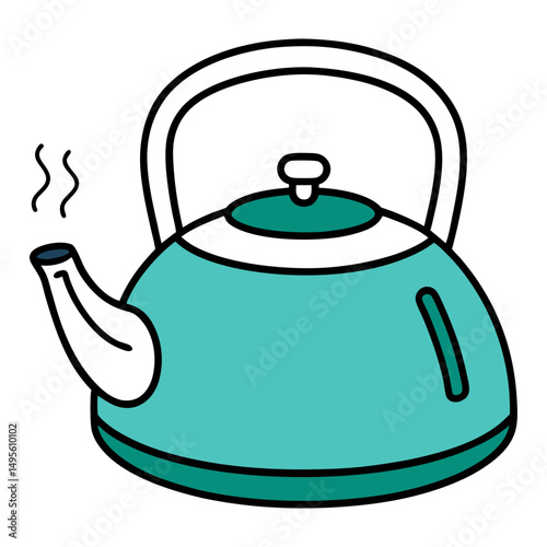 Boiling kettle hand drawn vector in clean line style