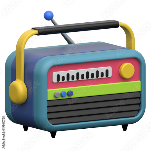 Tube radio  3D icon on transparent