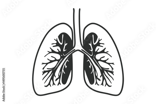 Human lungs in healthcare-themed single line art