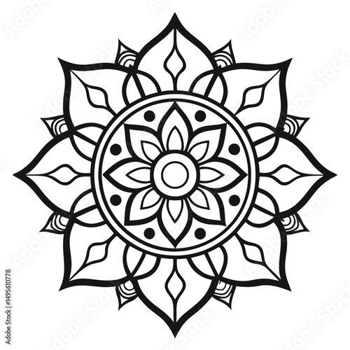 Detailed Indian mandala drawing in traditional style photo