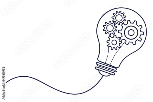 Technology idea concept with light bulb line art