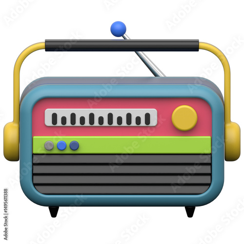 Tube radio  3D icon on transparent