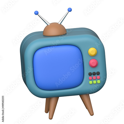 TV  3D icon on transparent