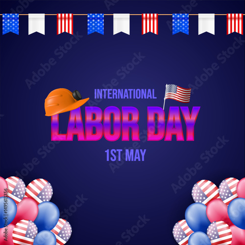 Celebration of International Labor Day with Patriotic Red, White, and Blue Decorations