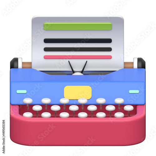 Typewriter  3D icon on transparent
