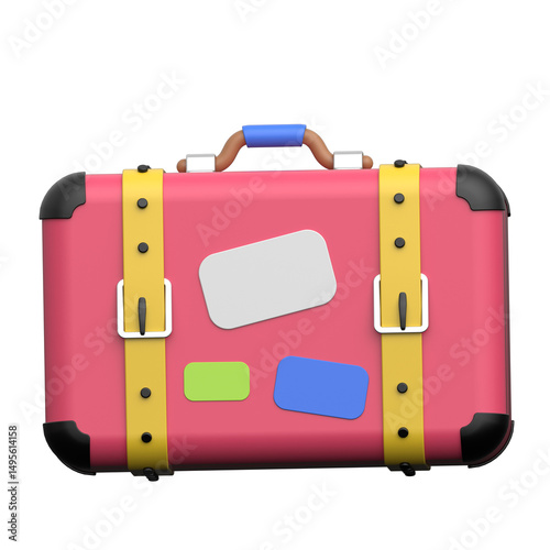 Vintage Suitcase 3D icon on transparent