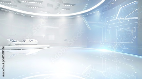 White Background Science and Technology Exhibition Background: Modern, Innovative, and Visually Appealing for Tech Events