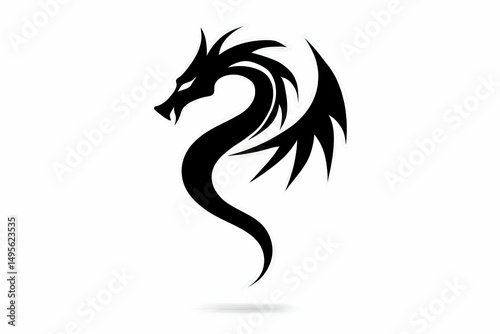 Wallpaper Mural A striking silhouette of a dragon design, symbolizing strength, power, and fantasy. Perfect for various creative projects and illustrations. Torontodigital.ca