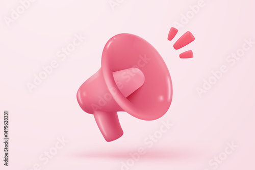 3d megaphone speaker or loudspeaker bullhorn for announce promotion in background, megaphone loud hailer with microphone, speakerphone 3d icon vector render illustration for alert and announcement