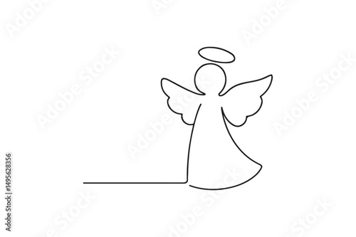 Angel continuous one line drawing minimalism design