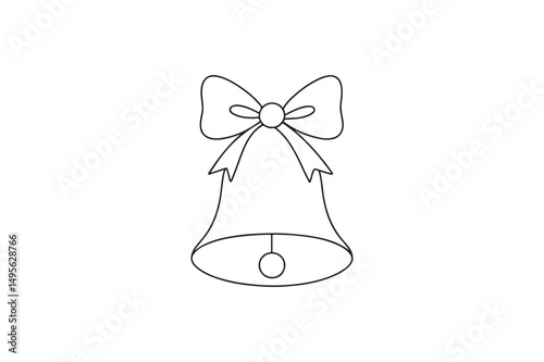 Christmas Bell continuous one line drawing minimalism design