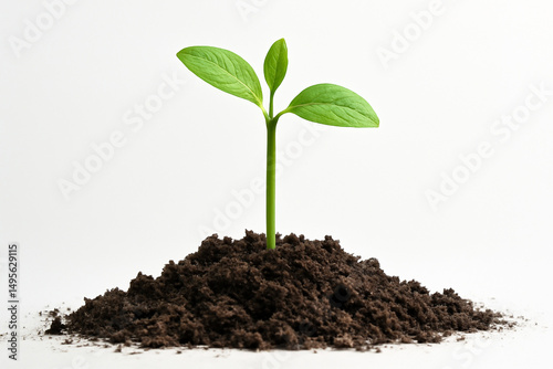 small green plant soil isolated