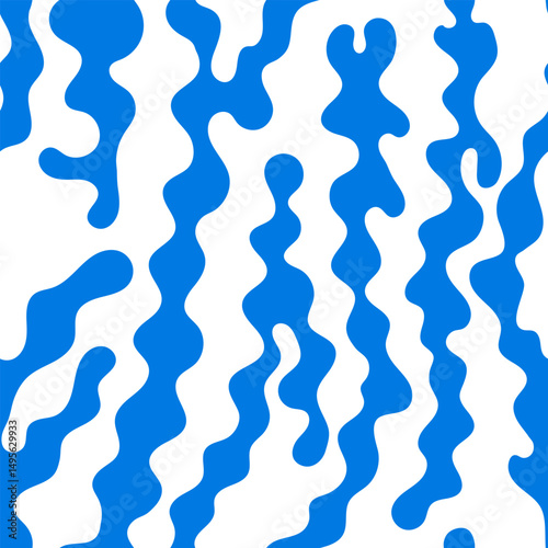 Seamless pattern with abstract organic shapes. Vector flat psychedelic background. Wavy liquid distorted forms