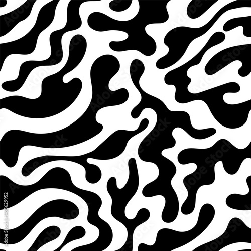 Abstract vector wavy seamless pattern. Trendy retro psychedelic background in 90s, 00s style. Liquid distorted shapes