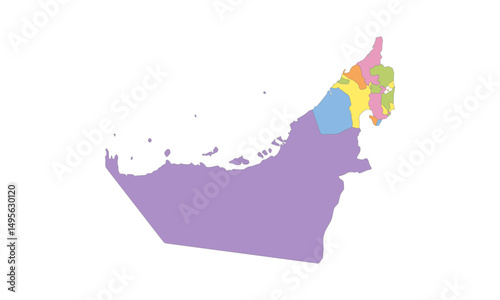 Multicolor Map of United Arab Emirates with Emirates