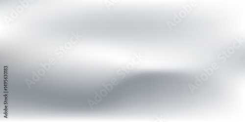 Silver foil background with metal mirror texture. Chrome gradient surface with light gloss. Vector aluminum grey sheet with reflection. Platinum and titanium abstract cold bg
