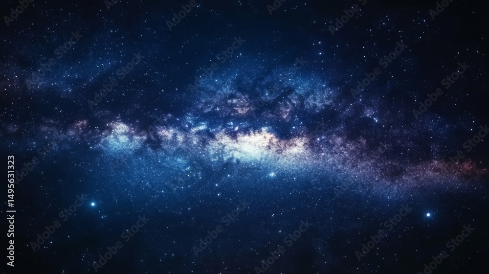 Fototapeta premium Dark Blue Night Sky with Milky Way Galaxy