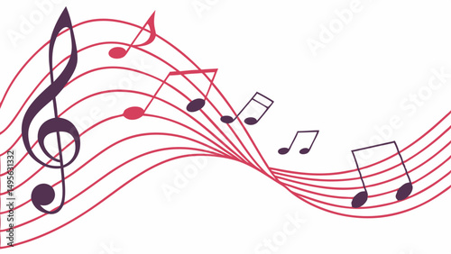  design of swirling musical staves and notes vector illustration