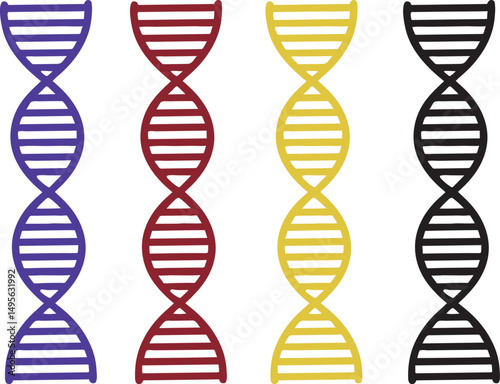 DNA Molecule Icon Collection Colorful Science Vector Art