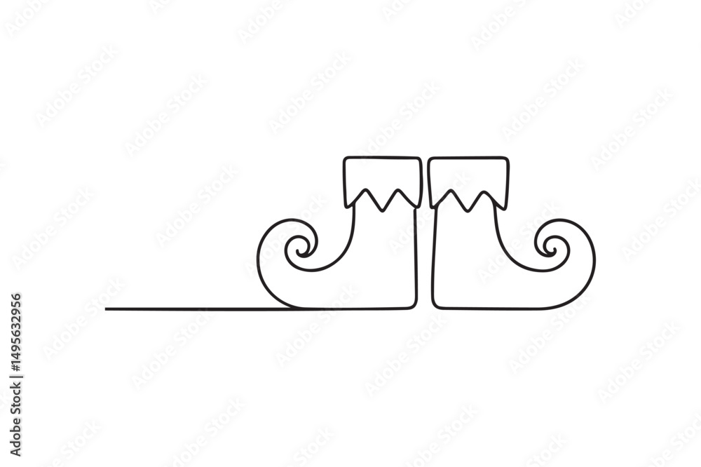 Elf Shoes continuous one line drawing minimalism design Elf Shoes continuous one line drawing minimalism design