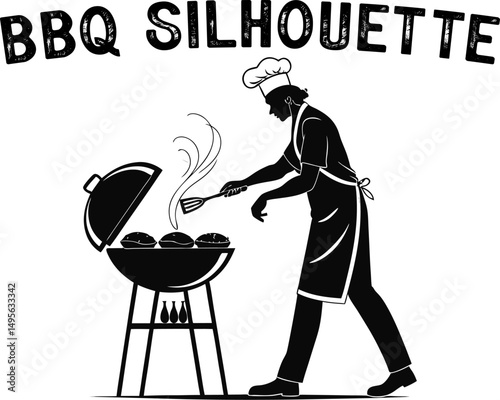 Summer BBQ Silhouette Collection. Grill Master Moments in Silhouette