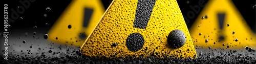 Caution Sign: Warning signs with bold exclamation marks convey a sense of urgency and potential danger, symbolizing critical warnings and immediate awareness in a high-stakes setting.