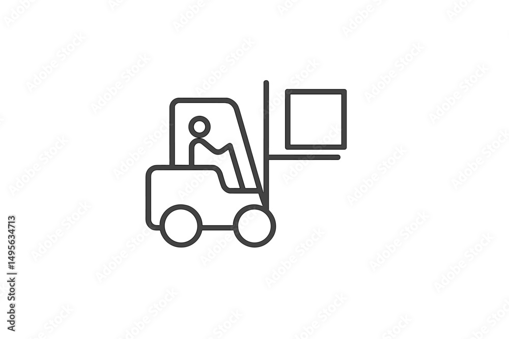 Forklift operator lifting a cargo box in a warehouse during daytime Forklift operator lifting a cargo box in a warehouse during daytime