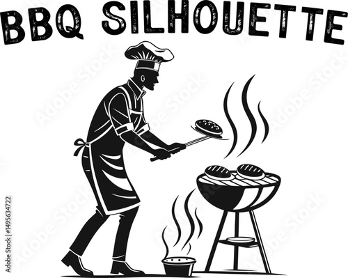 Summer BBQ Silhouette Collection. Grill Master Moments in Silhouette