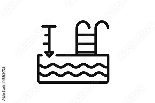 Illustration of a swimming pool with a ladder and water level indicator for recreational settings