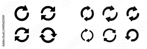 Collection of circular refresh icons displayed on a clean background for web and graphic design applications