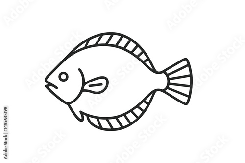Simple outline of a fish with flowing fins and a distinct shape in a minimalist style
