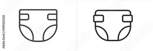Simplified line art of diaper design in two styles showcasing modern minimalism and versatility