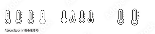 Different types of thermometers displaying various temperature measurements in a simple design