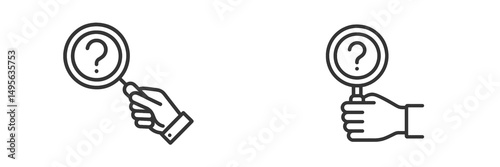 Two magnifying glasses held by hands, symbolizing investigation and curiosity in a minimalistic design