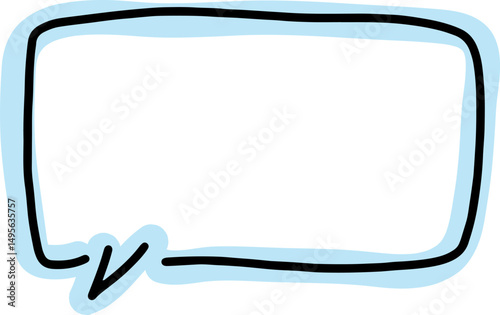empty speech bubble shape thick black curved hand drawn outlines with decorative thick blue outlines
