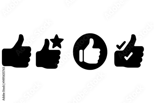 Different thumbs up symbols representing approval and positivity in digital communication
