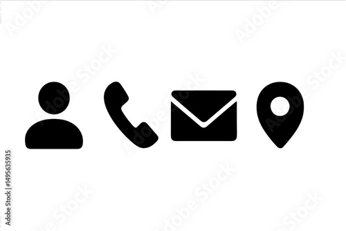 Contact icons representing person, phone, email, and location in a minimalist design for modern communication needs