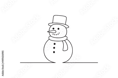 Snowman continuous one line drawing minimalism design